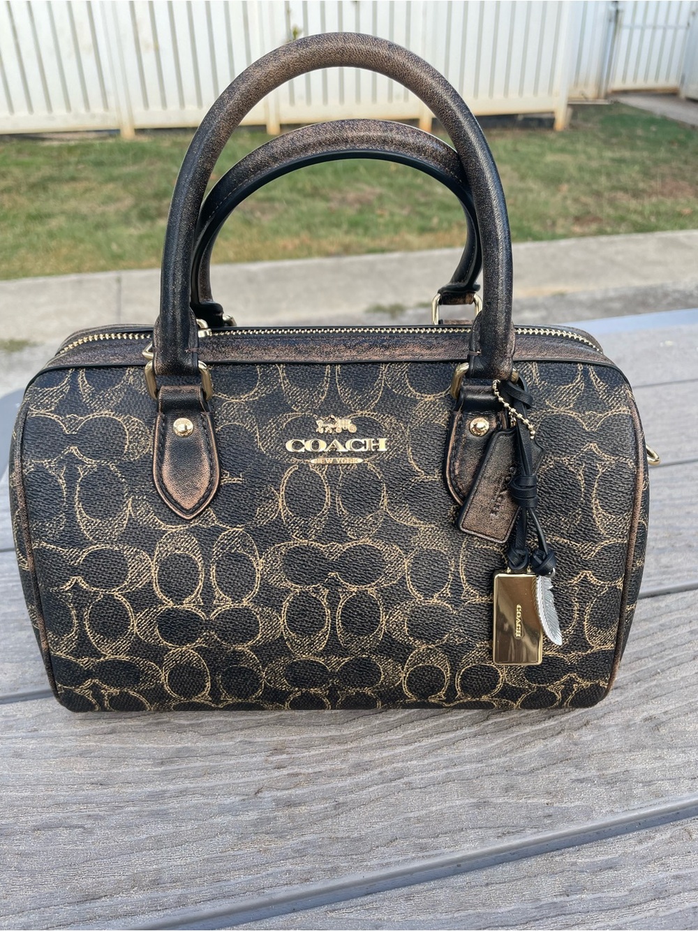 Coach Medium RowenSignature Loved Leather Bag with Cross Strap